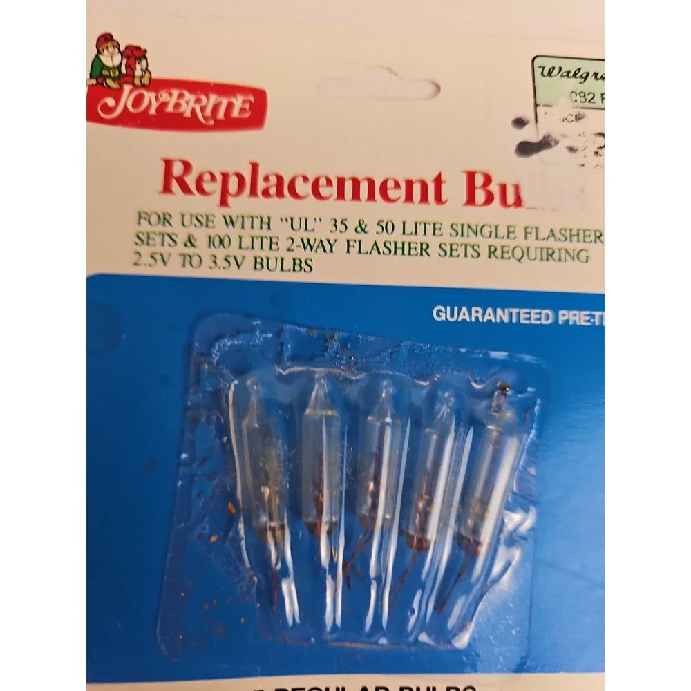 Joy Brite 3V Replacement Christmas Light Bulbs 5 Pack NIP Clear Mini Lamps